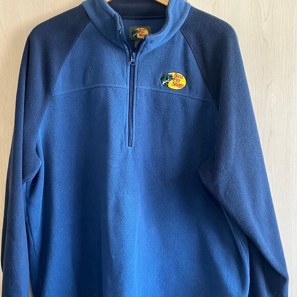 Bass Pro Shops Pullover Fleece Sweatshirt 1/4 Zip Blue Size XL X-Large Long Sl - Picture 1 of 6